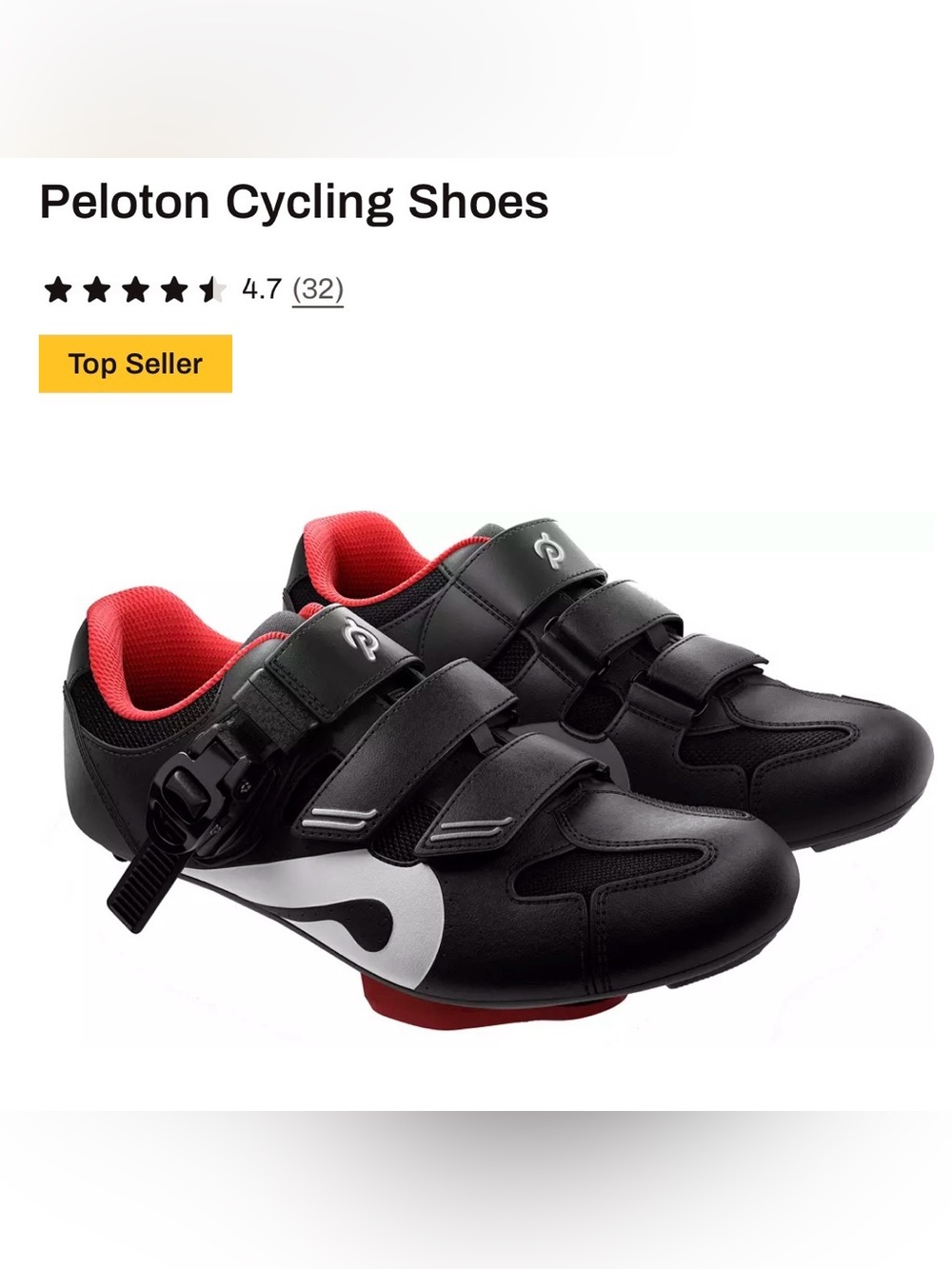 Women’s Peloton Black and Red Cycling Sneakers with White Accent